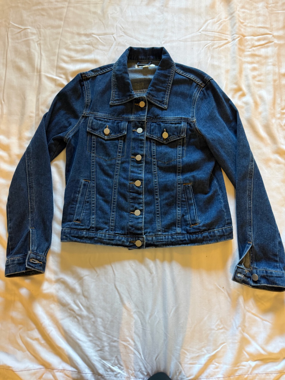 Classic Dark Blue Denim Jacket - Women's Casual.